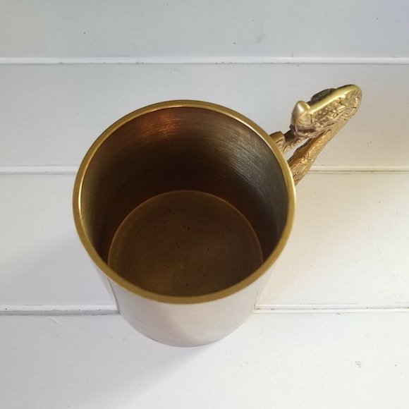 Vintage Brass Beer Tankard Stein Mug with Dragon Serpent Handle - Picture 8 of 9
